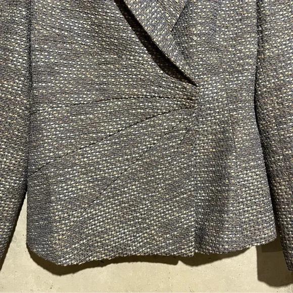 Santorelli Italian Blazer Jacket Faux Wrap Front Tweed Blue Brown Women’s 8 - Picture 4 of 12
